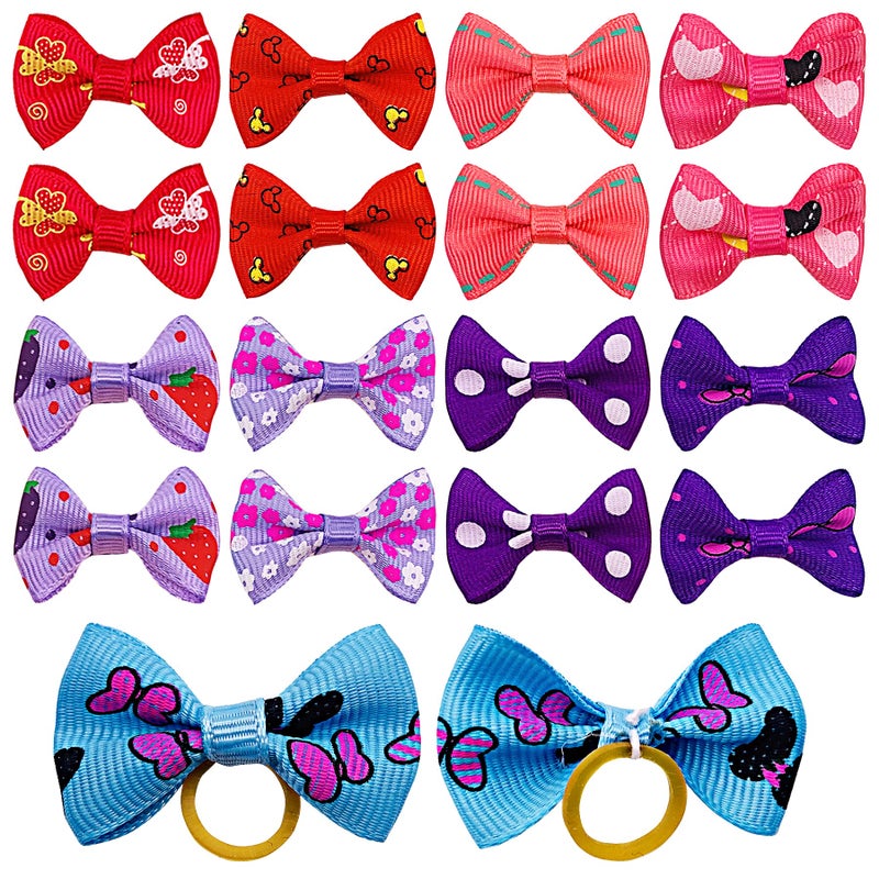 PET SHOW 300pcs 150pairs Small Dog Hair Bows with Rubber Bands Bulk Bowknot for Yorkshire Girls Topknot Cat Puppy Headdress Grooming Hair Accessories Random Color for Groomers - Image 5